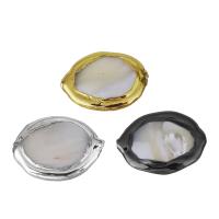Weinlese Messing Perlen, mit Weiße Muschel, plattiert, keine, 19-21x14-16x4-4.5mm, Bohrung:ca. 1mm, verkauft von PC