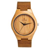 Unisex Wrist Watch, PU Leather, with Wooden Dial & Glass & Stainless Steel, Chinese movement, Life water resistant Approx 9 Inch 