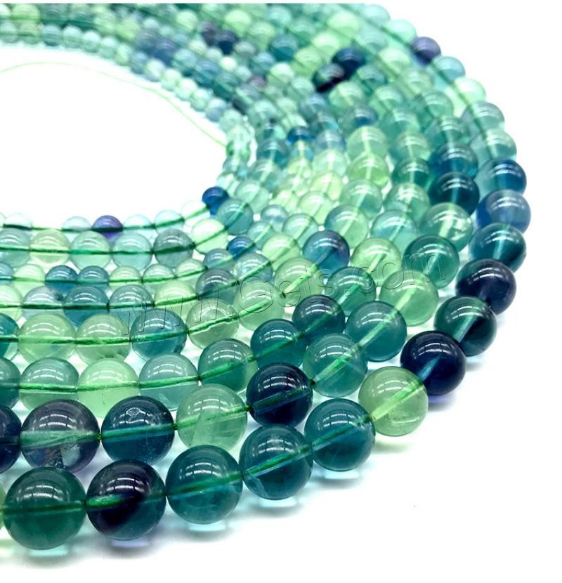 grüner Fluorit Perle, rund, poliert, verschiedene Größen vorhanden, Bohrung:ca. 1mm, verkauft von Strang