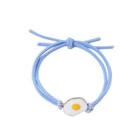 Ponytail Holder, Zinc Alloy, with leather cord, Fried Egg, handmade, Korean style & for woman & enamel 15mm,50mm 