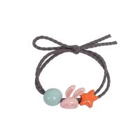 Ponytail Holder, Acrylic, with leather cord, handmade, Korean style & for woman 56mm 