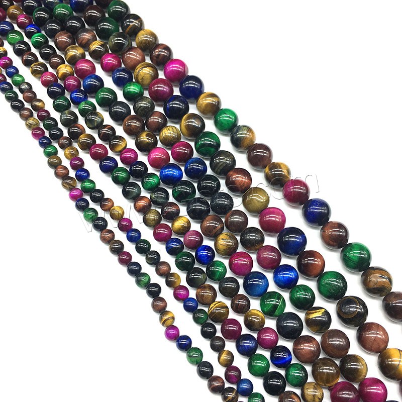 Tiger Eye Beads, Round, polished, different size for choice, multi-colored, Hole:Approx 1mm, Sold By Strand