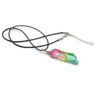 Quartz Necklace, with PU Leather, fashion jewelry & Unisex, multi-colored Approx 17.72 Inch 