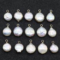 Freshwater Pearl Pendants, with Iron, gilding, white, 12-16mm Approx 1mm 