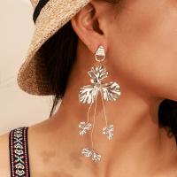 Zinc Alloy Tassel Earring, plated, fashion jewelry & for woman, silver color 
