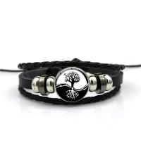 alliage de zinc bracelet, avec cuir PU, avec 6cm chaînes de rallonge, Placage, multicouche & temps bijou bijoux & pour femme, noire .8 pouce, Vendu par brin