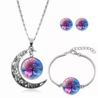 Fashion Zinc Alloy Jewelry Sets, Stud Earring & bracelet & necklace, with Glass Gemstone, plated, three pieces & time gem jewelry & for woman 