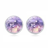 Zinc Alloy Stud Earring, with Glass Gemstone, plated, time gem jewelry & for woman 