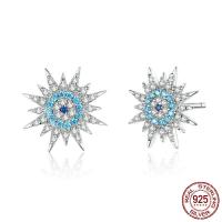 Sterling Silver Stud Earring, 925 Sterling Silver, platinum plated, micro pave cubic zirconia & for woman 