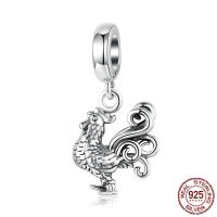 Sterling Silver Animal Pendants, 925 Sterling Silver, Cock, plated, fashion jewelry & DIY 