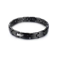 Stainless Steel Bracelet, with Porcelain & Black Stone, plated, fashion jewelry & for man & smooth, 9mm Approx 8.2 Inch 