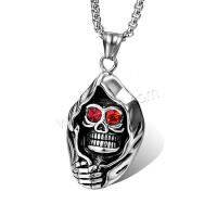 Stainless Steel Skull Pendant, for man & with rhinestone 