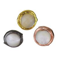 Weinlese Messing Perlen, mit Weiße Muschel, plattiert, keine, 15-16x15-16x12-12.5mm, Bohrung:ca. 1mm, verkauft von PC