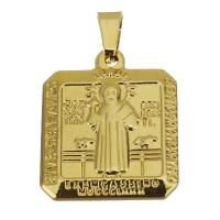 Stainless Steel Saint Pendant, gold color plated, fashion jewelry Approx 