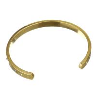Stainless Steel Cuff Bangle, gold color plated, fashion jewelry & for woman & with rhinestone, 6mm 
