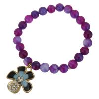 Stainless Steel Charm Bracelet, with Sugilite, for woman & with rhinestone, purple 8mm Approx 7 Inch 