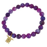 Bracelet en acier inoxydable, avec Sugilite (Sugilite), bracelet à breloques & pour femme, violet 8mm Environ 7 pouce, Vendu par brin