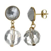 Stainless Steel Drop Earring, with Acrylic, gold color plated, for woman, 30mm 