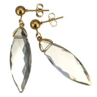 Stainless Steel Drop Earring, with Glass, gold color plated, fashion jewelry & for woman, 42mm 