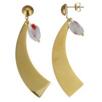 Stainless Steel Drop Earring, with Acrylic, gold color plated, fashion jewelry & for woman, 67mm 