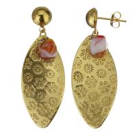 Stainless Steel Drop Earring, with Acrylic, gold color plated, fashion jewelry & for woman, 49mm 