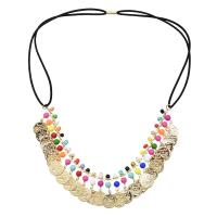 Vintage Coin Statement Necklace, Zinc Alloy, with Acrylic, Round, Carved, elastic mm 