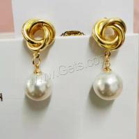 Kunststoff Perle Zink Legierung Ohrring, Zinklegierung, mit Kunststoff Perlen, plattiert, mit Zinklegierung earnut & für Frau, keine, 40x20mm, verkauft von Paar