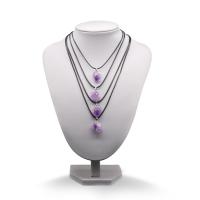 Amethyst Necklace, with leather cord, polished, fashion jewelry & Unisex, 10-18mm Approx 14.97 Inch 