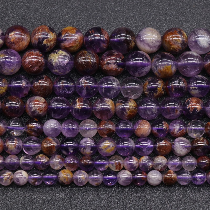 Purple Phantom Quartz Beads, Round, different size for choice, Hole:Approx 1mm, Sold By Strand
