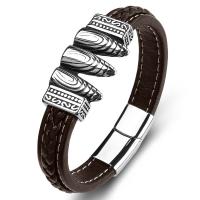 PU Leather Cord Bracelets, fashion jewelry & punk style brown 