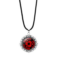 Zinc Alloy Necklace, with leather cord & Glass, with 5cm extender chain, plated, time gem jewelry & Unisex .7 Inch 