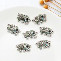 Animal Zinc Alloy Connector, with Resin Rhinestone, Elephant, plated, DIY, silver color, 14*23mm 