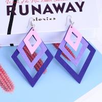Wood Drop Earring, with Zinc Alloy, Rhombus, plated, fashion jewelry & for woman 88*60mm 