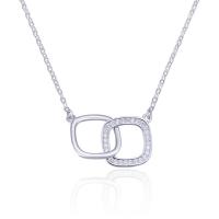 Cubic Zirconia Micro Pave Sterling Silver Necklace, 925 Sterling Silver, with 50mm extender chain, platinum plated, micro pave cubic zirconia & for woman, 11.5 Approx 16.5 Inch 