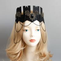 Gothic Headband, Felt, with Resin Rhinestone & Zinc Alloy, handmade, gothic style & Halloween Jewelry Gift & for woman, black 