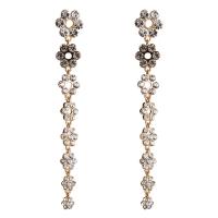 Zinc Alloy Rhinestone Drop Earring, with Rhinestone, Flower, plated, without earnut & for woman & with rhinestone 