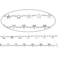 Joyería de cadena de acero inoxidable, Estrella Aplanada, color original, 6*12mm, Vendido por m