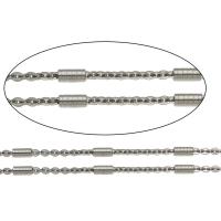 Stainless Steel Chain Jewelry, Column, original color, 7*3mm,2mm 