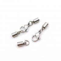 Stainless Steel Lobster Claw Clasp, polished & with end cap, original color 