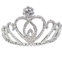 Bridal Tiaras, Zinc Alloy, silver color plated, for woman & with rhinestone, 63mm 