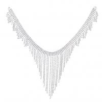 Zinc Alloy Body Chain, silver color plated, for woman & with rhinestone, 100-135cm 