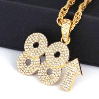 Zinc Alloy Sweater Chain Necklace, Number, plated, for man & with rhinestone Approx 23.6 Inch 