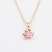 Crystal Zinc Alloy Necklace, with Crystal, gold color plated, for woman, pink Approx 17.7 Inch 