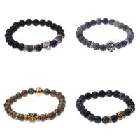 Gemstone Bracelets, Lava, with Effloresce Agate & Zinc Alloy, Skull, fashion jewelry & Unisex, 7cm 