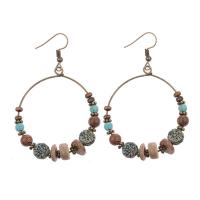 Turquoise Zinc Alloy Earring, with turquoise & Wood, fashion jewelry & for woman, 6.5cm 