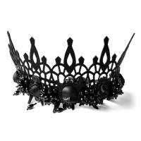 Felt Headband, with PU Leather & Crystal & Stainless Steel & Zinc Alloy, handmade, Halloween Jewelry Gift & for woman, black 