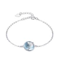 Sterling Silver Bracelets, 925 Sterling Silver, with Crystal, with 35mm extender chain, plated, fashion jewelry & for woman, 9.8mm Approx 5.7 Inch 