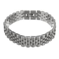 acier inoxydable bracelet, bijoux de mode & pour homme, couleur originale, 15.5mm Environ 8 pouce, Vendu par brin