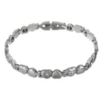 Stainless Steel Chain Bracelets, fashion jewelry & Unisex & with rhinestone, silver color, 7mm Approx 8 Inch 