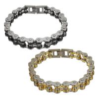 acier inoxydable bracelet, Placage, bijoux de mode & chaîne de vélo & pour homme, plus de couleurs à choisir, 12mm Environ 8 pouce, Vendu par brin